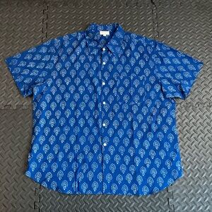NOVICA Men's Short-Sleeved Blue Cotton size XL